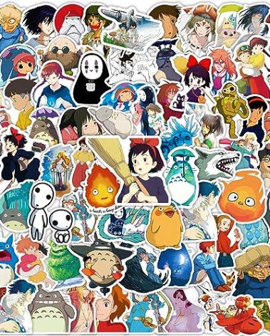 100PCS Cartoon Anime Miyazaki Hayao Stickers for Laptop,Studio Ghibli Anime Vinyl Movie Stickers for Water Bottle, Phone，Hard Hat，Skateboard，Scrapbooking，Gifts for Kids/Adults