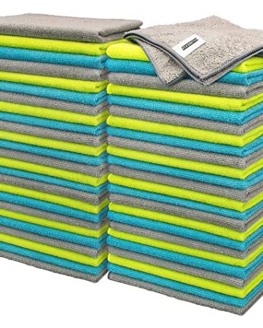 FIXSMITH Microfiber Cleaning Cloth - Pack of 50, Microfiber Towels for Cars 16 x 12 in, Highly Absorbent Cleaning Rags, Lint-Free, Streak-Free Cleaning Cloths for Car Kitchen Home Office