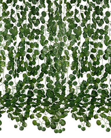 HO2NLE 36 Pack 248 Feet Artificial Fake Hanging Vines Plant Faux Silk Green Leaf Garlands Home Office Garden Outdoor Wall Greenery Cover Jungle Party Decoration