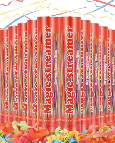 Confetti Cannon 12Inch Streamer Cannon 12 Pcs Multicolor Confetti Poppers Party Shooter Streamer Poppers Confetti Cannon for Wedding Birthday Graduation Baby Shower Christmas New Year