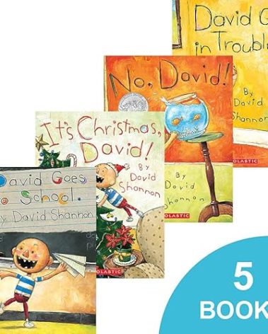 No, David! 5 Book Set (No, David!, Grow Up David!, It's Christmas, David!, David Gets Into Trouble, and David Goes to School)