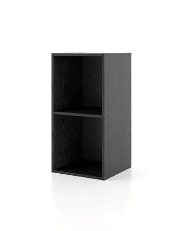HOMES: INSIDE + OUT Apexa 2 Cube Storage Organizer Shelves, Stackable Wood Bookcase Fits Cubby Bins for Organization, Dorm Teen Room Decor & Home Office, Black