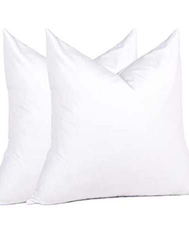Euro Pillow Inserts 26 x 26 (Pack of 2, White), Down Feather Pillow Stuffer, Premium White Pillows for Bed, Couch, and Cushion