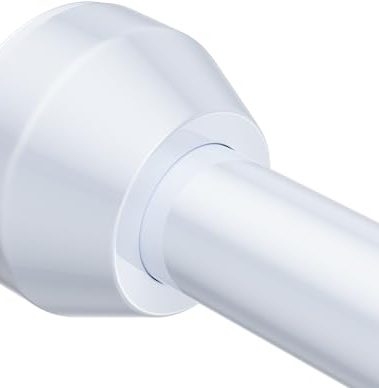 TEECK Shower Curtain Rod, 32-79 inch Adjustable Tension Spring, 1 Inch Shower Curtain Rod Tension, Anti-Slip, Rust-Proof, No Drilling, for Bathroom, White
