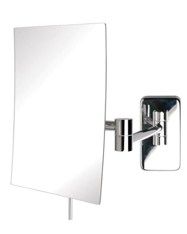 JERDON Wall Mount Makeup Mirror with 5X Magnification - 8.75” x 6.5” Rectangular Mirror Extends 14” – Chrome Finish – Model JRT695C