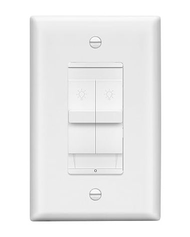 LIDER Combination Dual Dimmer Light Switch Control, 2 Sliding Light Controls, Single Pole, 400W CFL/LED, 600W Incandescent/Halogen Dual Loads Total, UL Listed, Wall Plate Included, White