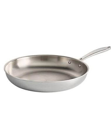 Tramontina Signature Tri-Ply Clad Stainless Steel 12-Inch Large Frying Pan, Induction-Ready Skillet, Dishwasher-Safe, NSF-Certified, Made in Brazil
