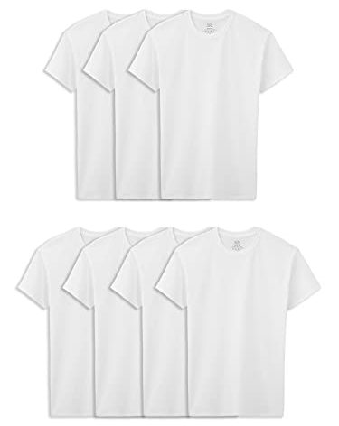 Fruit of the Loom Big Cotton T Shirt, Boys-7 Pack-White, Medium
