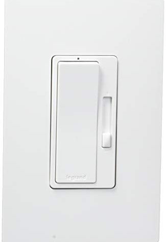 Legrand Radiant RH453PWPW 450W Preset Decorator Rocker Dimmer Light Switch with Locator Light and Screwless Wall Plate for Dimmable LED and CFL Bulbs, Single Pole/3-Way, White (1 Count)