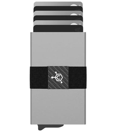 CODE 118 Wallet - Premium Automatic Smart Wallet, RFID Blocking, Pop Up Mens Minimalist Metal Wallet, 6061-T6 Aerospace-Grade Aluminum, Genuine 3K Carbon Fiber (Classic, Slate Grey)