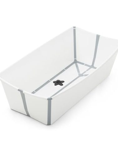 Stokke Flexi Bath X-Large, White - 31.5 x 15.7 x 9.4 in - Best for Infants & Toddlers - Lightweight, Foldable & Easy to Store - Convenient to Use at Home or Traveling