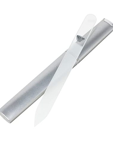 Bona Fide Beauty Czech Glass Nail Files for Natural Nails (Clear) - 1Pc Crystal Nail Filer, Nano Glass File with Case Handcrafted in The Czech Republic