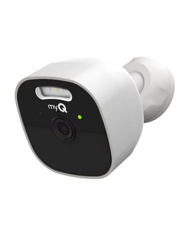 CHAMBERLAIN myQ Outdoor Battery Camera | 2K Camera, Color Night Vision, Spotlight, Motion Alerts, Live View with Two-Way Talk, Wireless, Weather-Resistant, Outdoor, White