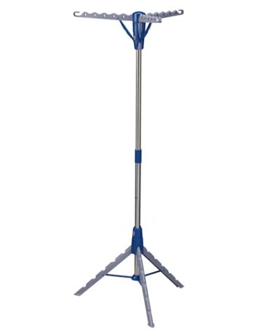 Household Essentials 5009-1 Collapsible Portable Indoor Tripod Clothes Drying Rack for Hanging Laundry | Silver and Blue Medium