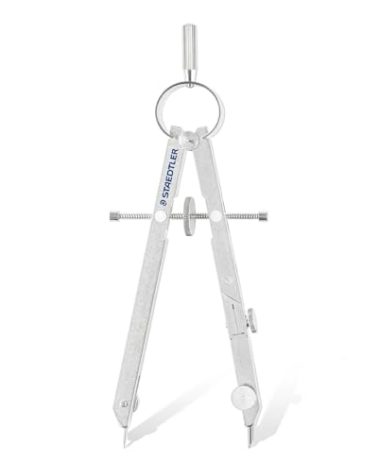 Staedtler Mars Comfort, Professional Drafting, Drawing Compass with Extension Arm, Draws Circles up to 19.5 Inch Diameter, Spring Bow Compass with Center Adjuster Wheel, 551 02