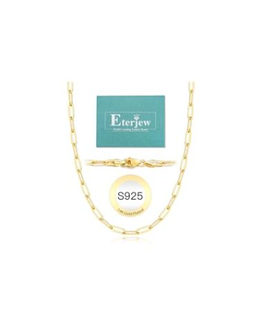 Eterjew 4mm Real 14K Plated Gold Paperclip Chain Necklace for Women, Gold Necklace for Women, Gold Chain for Women, Women Necklace 20 Inch