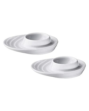 Küchenprofi Set of 2 Egg Cups with Oval Base, White Porcelain Egg Holders for Hard or Soft Boiled Eggs, 3.5-Inch by 4-Inch