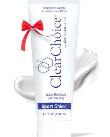 Clear Choice Sunscreen for Face SPF 45, Oil Free Sunblock & Light Moisturizer with Zinc Oxide, Reef-Safe, Broad Spectrum, Water-Resistant, No White Cast, Dermatologist Recommended, 4oz