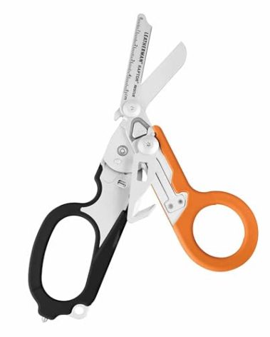 LEATHERMAN, Raptor Rescue, 6-in-1 Heavy-Duty Emergency/Trauma Shears with Carbide Glass Breaker & Strap Cutter, Made in the USA, Utility Holster Included, Black-Orange, With Utility Holster