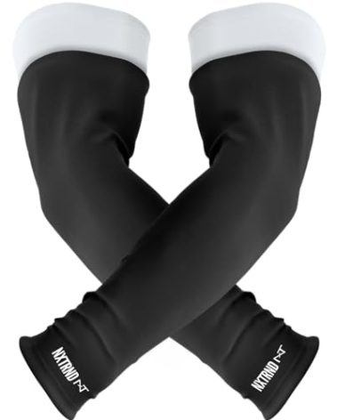 Nxtrnd Double Arm Sleeves, Two Tone Arm Sleeve, Football Arm Sleeves, Sold as a Pair (Medium, Black)