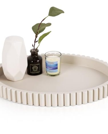 Cathyeen Oval Tray for Coffee Table Decor, 15" Concrete Tray, Table Centerpieces Decorative Trays for Home Decor, Modern Decorative Trays for Coffee Tables, Centerpiece Trays, Gray