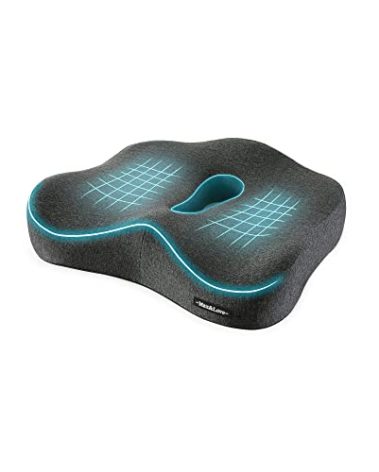 Memory Foam Seat Chair Cushion for Relieves Back Sciatica Pain Tailbone Pain Coccyx Degenerating Disc Orthopedic Osteoarthritis Prostate Cushion Low Back Pain Cushion Hip Shaping (Dark Gray)