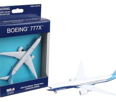 Daron Boeing 777X Commercial Aircraft Corporate Livery White and Blue Diecast Model Airplane