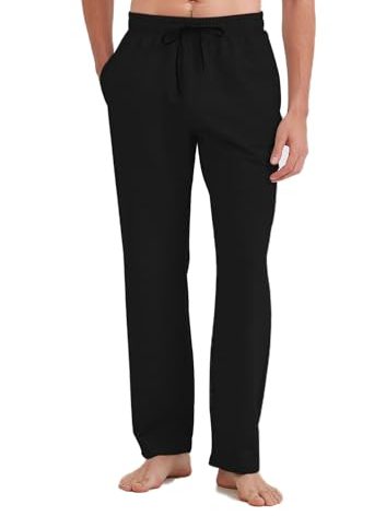 Idtswch 36 Inseam Mens Tall Sweatpants Open Bottom Joggers Casual Loose Fit Athletic Yoga Pants with Pockets Black