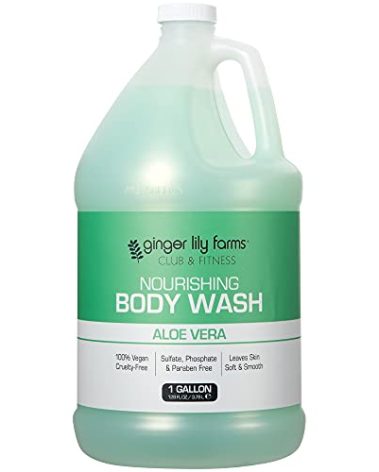 Ginger Lily Farms Club & Fitness Nourishing Body Wash, 100% Vegan & Cruelty-Free, Bath & Shower Gel for Men and Women, Aloe Vera Scent, 1 Gallon (128 fl. oz.) Refill