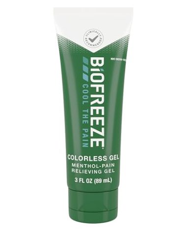 Biofreeze Menthol Pain Relieving Gel Colorless Gel 3 FL OZ Tube For Pain Relief Associated With Sore Muscles, Arthritis, Simple Backaches, And Joint Pain (Packaging May Vary)
