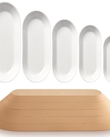 Sunnychicc 5 Pcs Ceramic Mold for Clay Wooden Pottery Clay Molds for Pottery Ceramic Plate for Slump Tools for Handbuilding Craft(Oval,11.61-16.34")