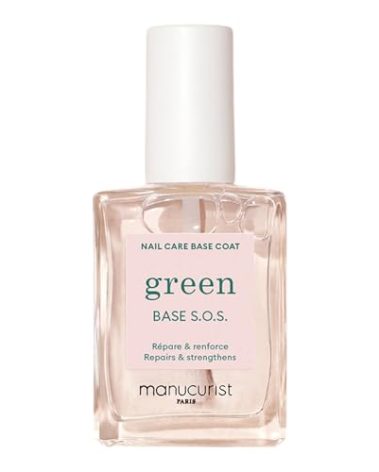 MANUCURIST - S.O.S. Base Coat - Enriched with Vitamins C and B5 - Nail Fortifier - Repairs and Strengthens - Care for Very Damaged Nails - Vegan, Up to 78% Plant-Based - 0.5 fl oz