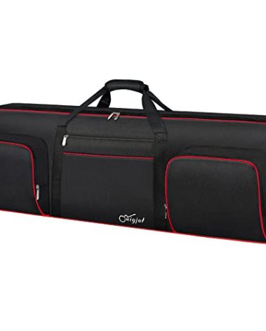SNIGJAT 76 Key Keyboard Case, Soft Padded Piano Case with Handle and Adjustable Shoulder Straps, Keyboard Gig Bag with 3 Pockets for Instrument Parts and Accessories (Interior: 48.4"x 18"x6.1")