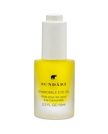 SUNDARI Chamomile Eye Oil - Natural Dark Circle Treatment, Anti-Aging & Wrinkle Reduction, Brightens & Smooths Under-Eye, Nourishes & Revitalizes, Natural Ingredients, Convenient Dropper 0.3 fl oz