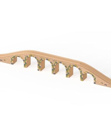 Orbrium Solid Wood 6 Arches Viaduct Bridge for Wooden Railway Track Compatible with Thomas Trains Brio Set