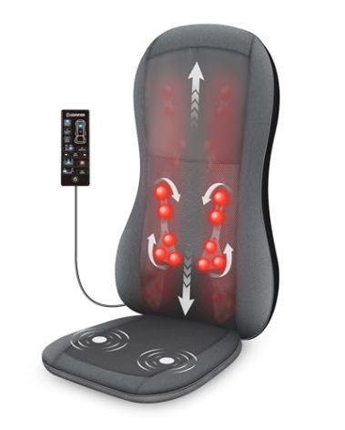 COMFIER Shiatsu Full Back Massager,Massage Chair Pad with Heat,2D/3D Massage Seat Cushion,Chair Massager with 10 Shiatsu Nodes, Rolling Kneading Chair Pads for Lower Back,Gift for Men,Women