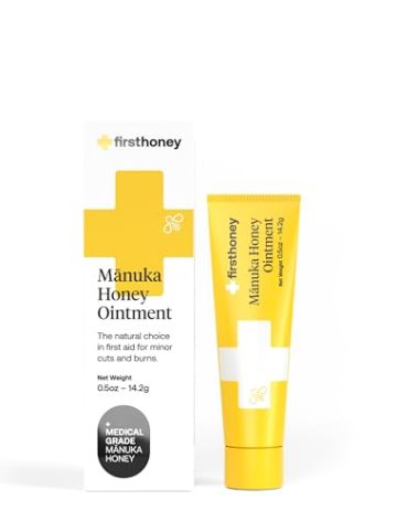 First Honey Wound Healing Ointment 0.5 oz | 100% Active Leptospermum | Fast Relief & Skin Repair | Manuka Honey from New Zealand Antibiotic Free Burn Care, Scar Gel, Dressing Aid