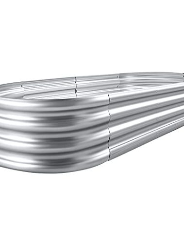 Land Guard Galvanized Raised Garden Bed Kit, Galvanized Planter Garden Boxes Outdoor, Oval Large Metal Raised Garden Beds for Vegetables…………