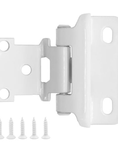 1/2" Overlay Semi Partial Wrap Kitchen Cabinet Hinges, Self Closing White Cabinet Hinges for Variable Kitchen Bathroom Cabinets Cupboard Doors(10 Pairs-20 Pcs)
