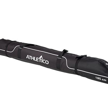 Athletico Diamond Trail Padded Ski Bag - Single Ski Travel Bag to Transport Skis (Black, 185cm)