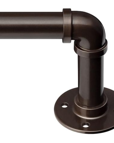Zeerobee Curtain Rods for Windows 120 to 240, 1 Inch Industrial Wrap Around Curtain Rod, Indoor/Outdoor Room Divider Adjustable Drapery Pole, 120"-240", Antique Bronze