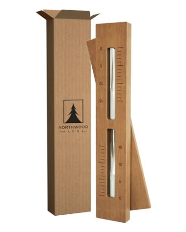 Northwood Sauna - Sauna Sand Timer - Handmade from Canadian Red Cedar Wood - Wall-Mounted Rotating 15-Minute Hourglass with White Sand