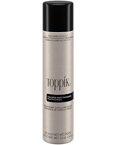 Toppik Colored Hair Thickener, Black, Volumizing Root Touch Up Concealer Hair Color Spray, Colored Spray for Root Touch Up, Cover Up, Hair Thickening, Hair Building Fiber Spray, 5.1oz Spray