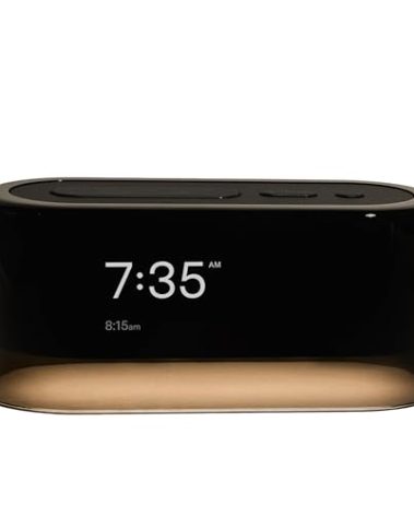 Loftie Alarm Clock with Sound Machine – Smart Alarm Clock with Light, White Noise, Bluetooth Speaker, Night Light Sound Machine, 100+ Sounds, Blackout Mode, No WiFi Mode, Optional Subscription - Black