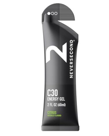 Neversecond C30 Energy Gel, Performance Nutrition & Hydration, Never2 Energy Gel for Ultra Triathlons, Cycling & Marathons (Citrus Flavor, 12-Count Pack)