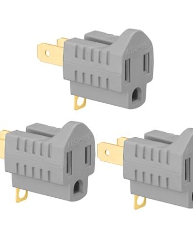 (3 Pack) 3-Prong to 2-Prong Adapter Polarized Grounding Converter 3 Pin to 2 Pin Power for Wall Outlets Plugs, Gray