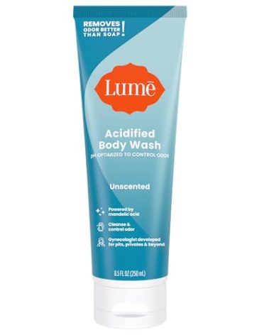 Lume Acidified Body Wash - 24 Hour Odor Control - Removes Odor Better than Soap - Moisturizing Formula - Formulated Without SLS or Parabens - OB/GYN Developed - 8.5 ounce (Unscented)