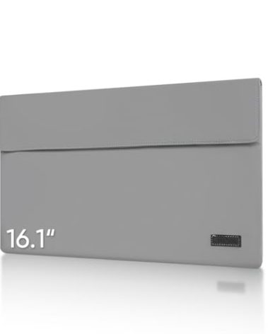 ARZOPA 16.1" Portable Monitor Sleeve Bag, PU Leather Case for Travel Monitor Laptop, Grey
