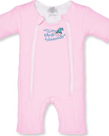Magic Sleepsuit Baby Merlin's Microfleece Baby Swaddle Transition Product - Soft and Cozy Design, Double Zipper for Easy Diaper Changes, Promotes Safe Sleep 3-6 Months - Pink - Small 12-18lbs