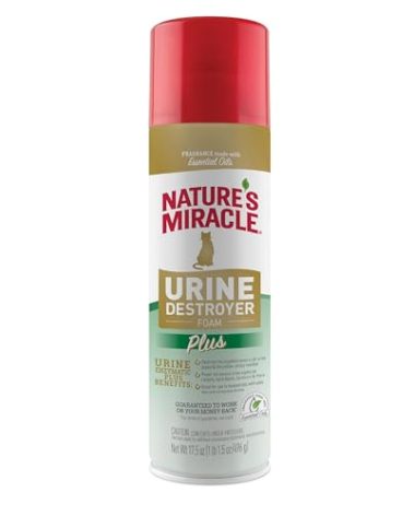 Nature's Miracle Urine Destroyer Plus for Cats, Enzymatic Formula for Severe Cat Urine Stains, 17.5 oz